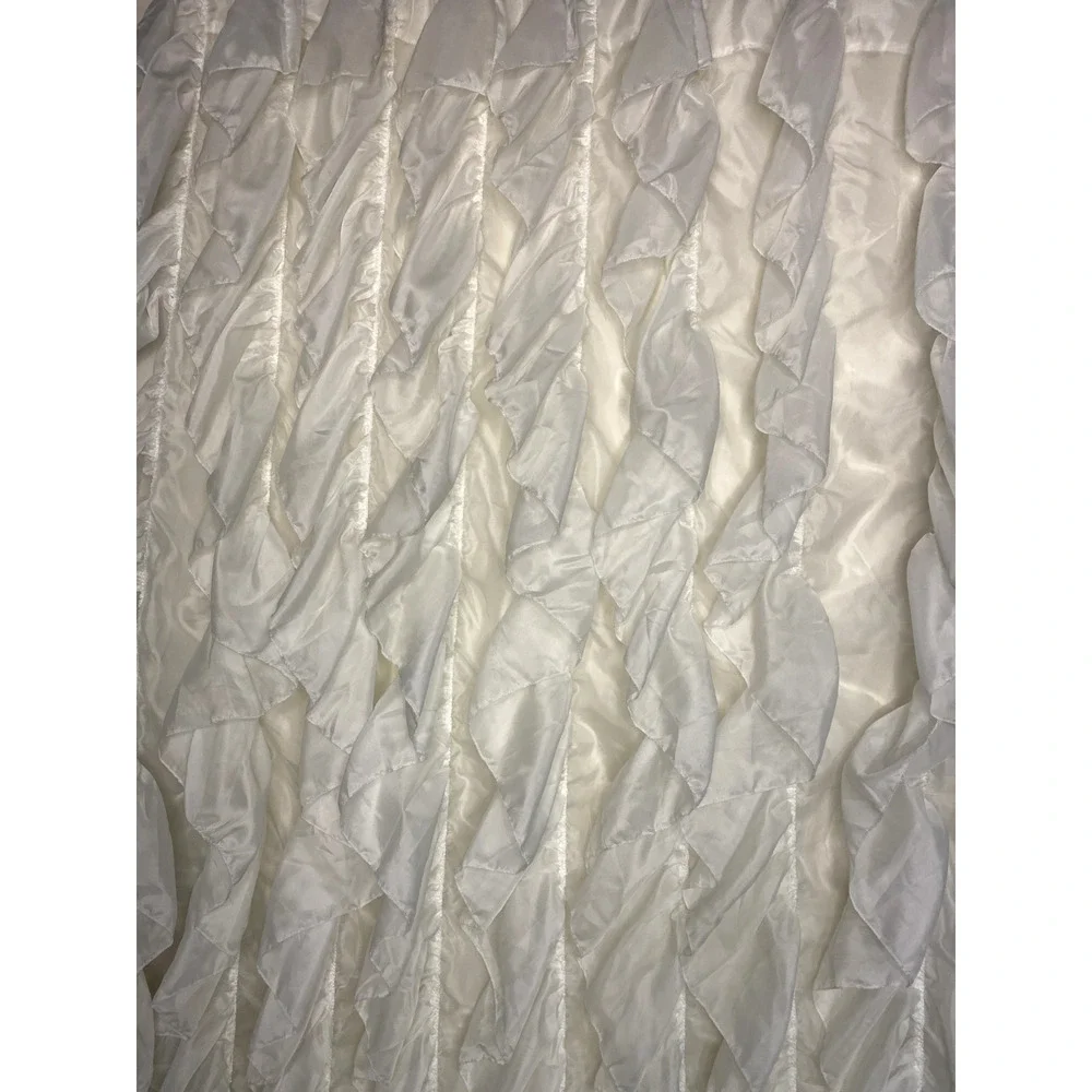 Sheer White Vertical Ruffled Window Curtain Panel 50 x 84